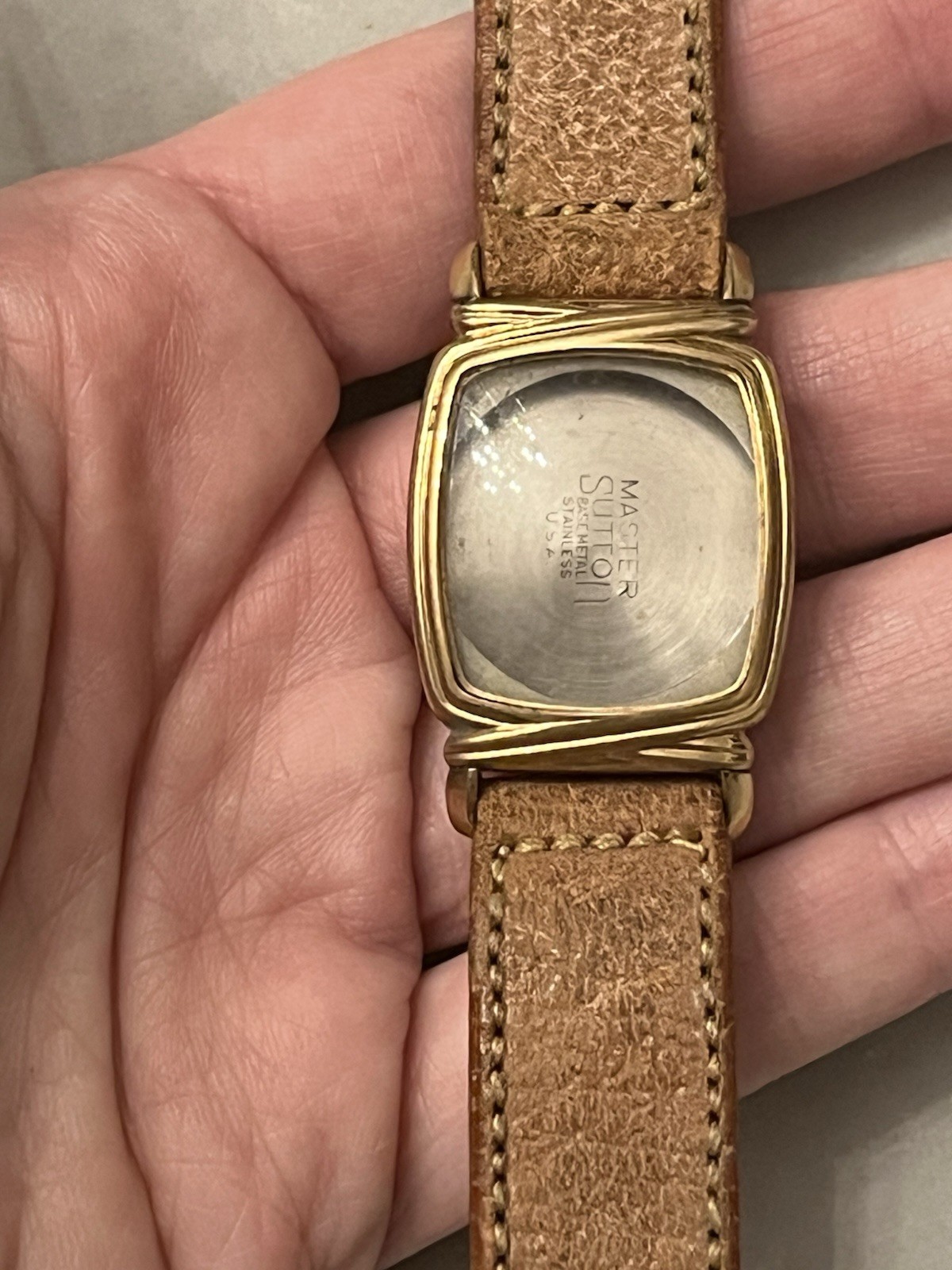 Vintage 10K RGP MASTER SUTTON Empty Watch Case & Pigskin Leather Band