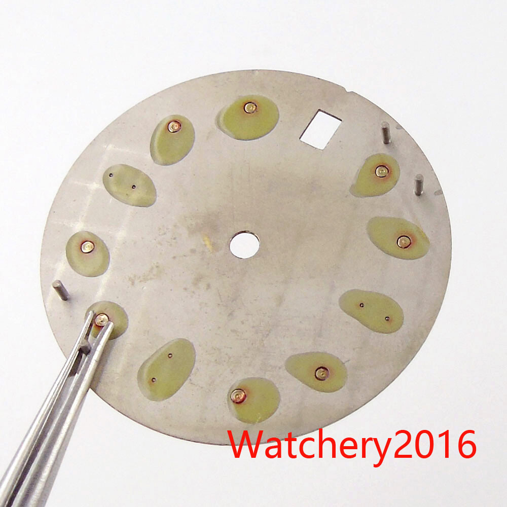 29mm Luminous Watch Dial Face Green Blue Black Rose Gold Edge Fit NH35A NH36A