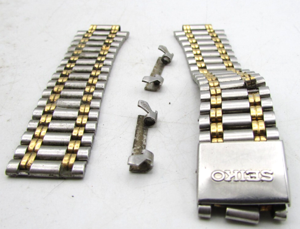 SEIKO 19mm/11mm STAINLESS STEEL & 2 TONE BRACELET JUBALEE FOR REPAIR LOT W64