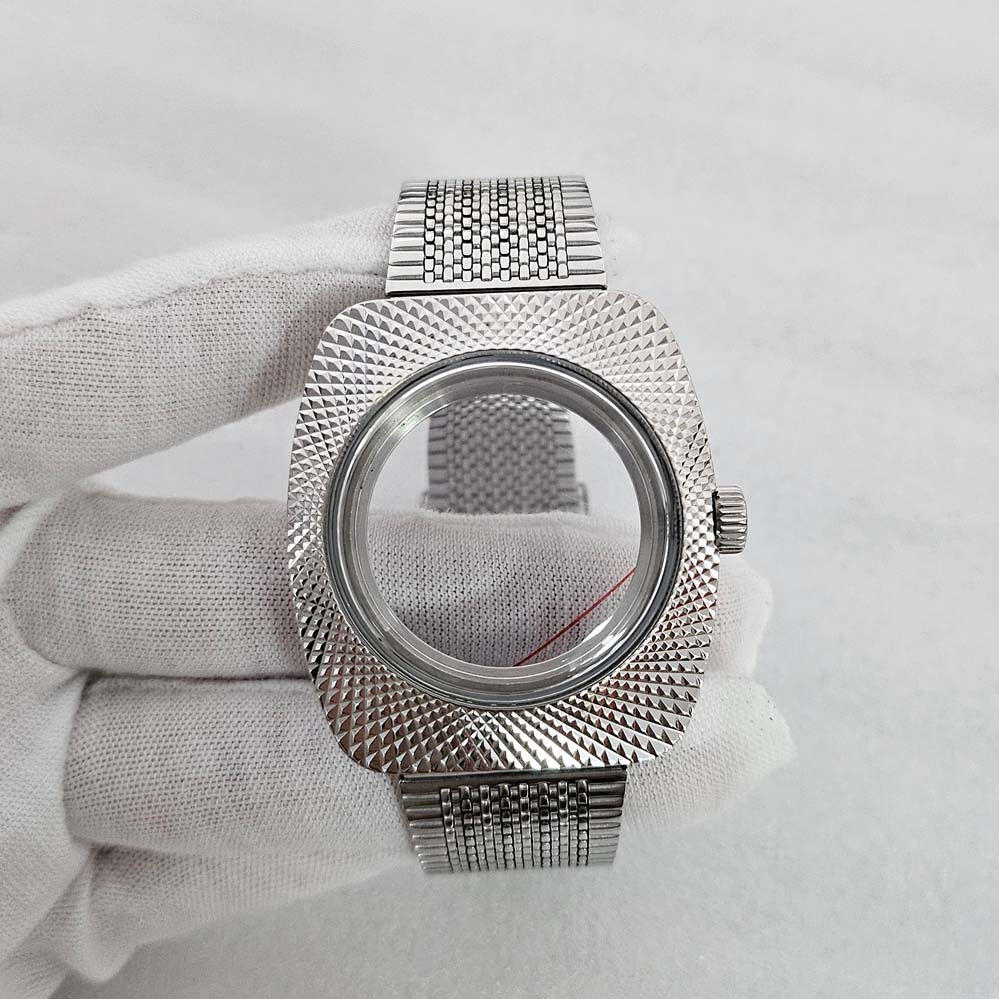 Watch Repair Parts 36.5mm Polished Case Metal Strap for NH35/NH36 Movement