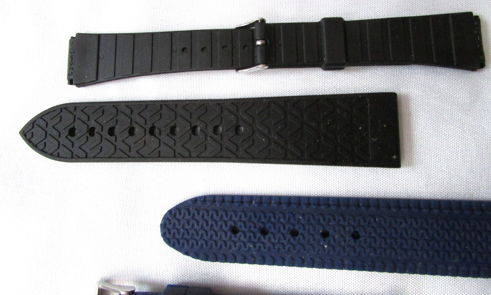 RUBBER BLUE & BLACK WATCH DIVE STRAPS/BANDS 18-25mm P&R 4CT LOT W65