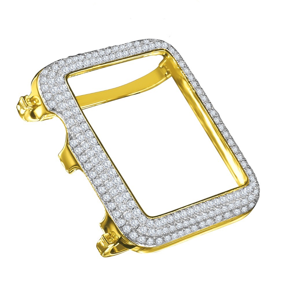 Apple Watch Bezel Case 14K Gold Bonded Simulated Diamonds 42mm Series # 2 & 3