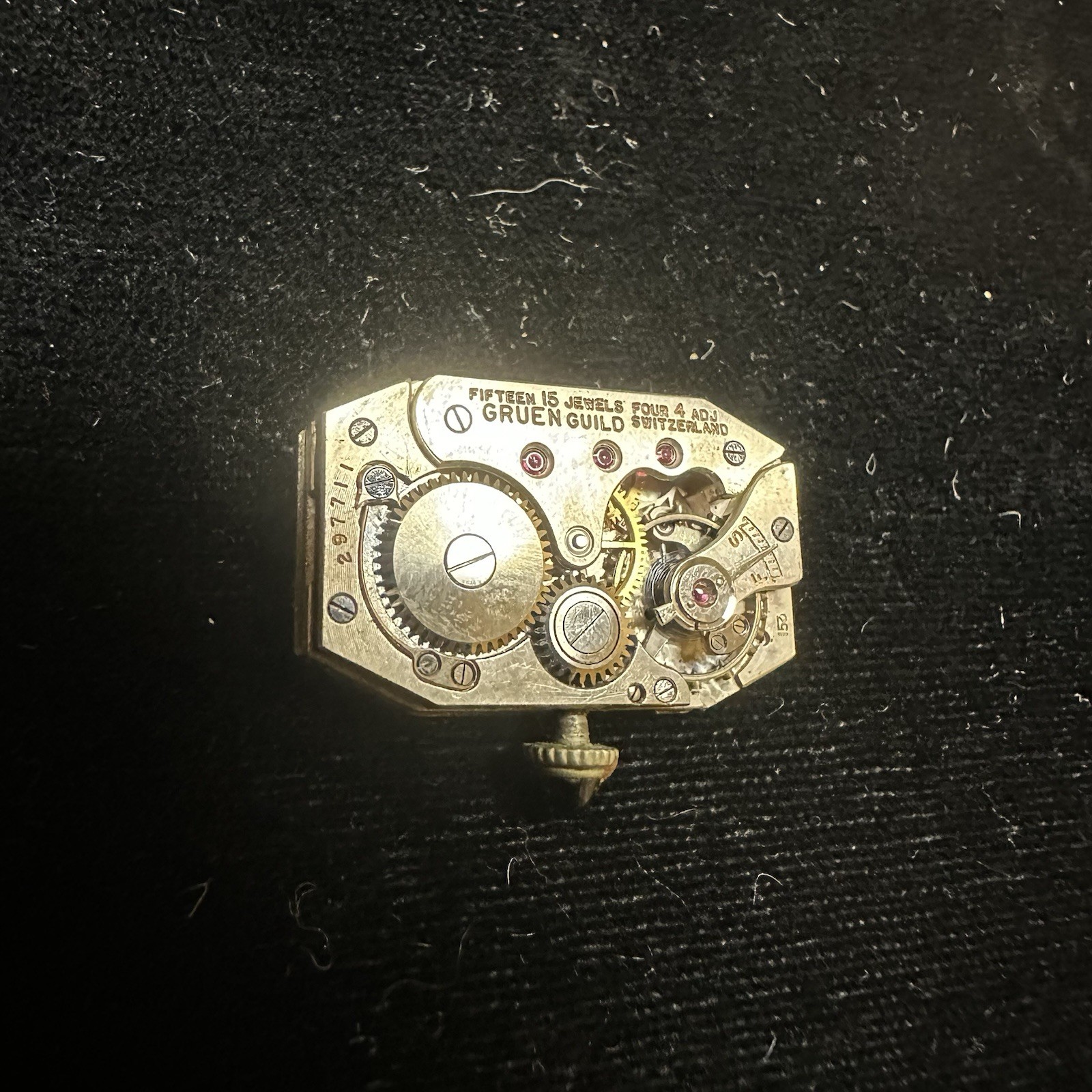 1920s Gruen Guild 15J 4 Adj Caliber 153 DECO Dial & Movement Parts Or Repair