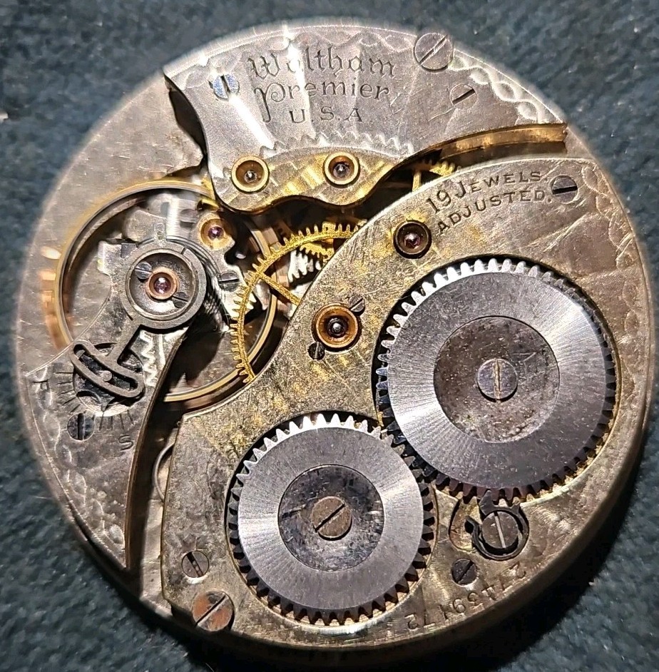 Waltham Premier 12s 19j Open Face Pocket Watch Movement