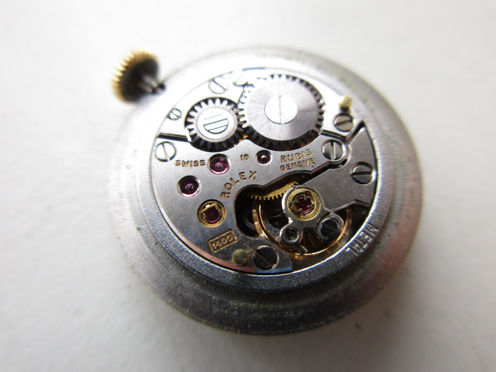 Rolex Precision cal. 1400 Swiss watch movement dial & signed crown – running