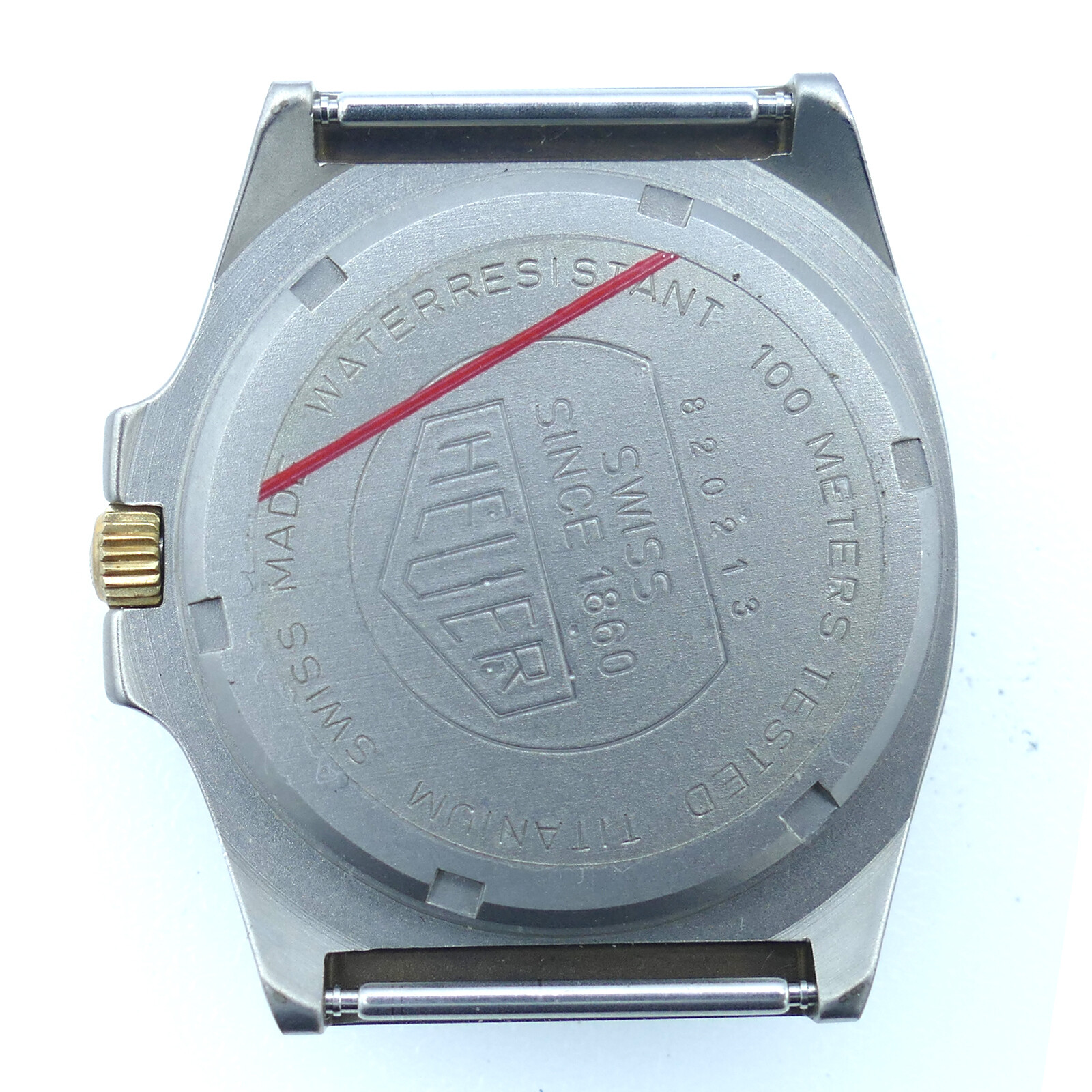 HEUER TITANIUM 820213 34MM STAINLESS STEEL WATCH CASE FOR PARTS OR REPAIR