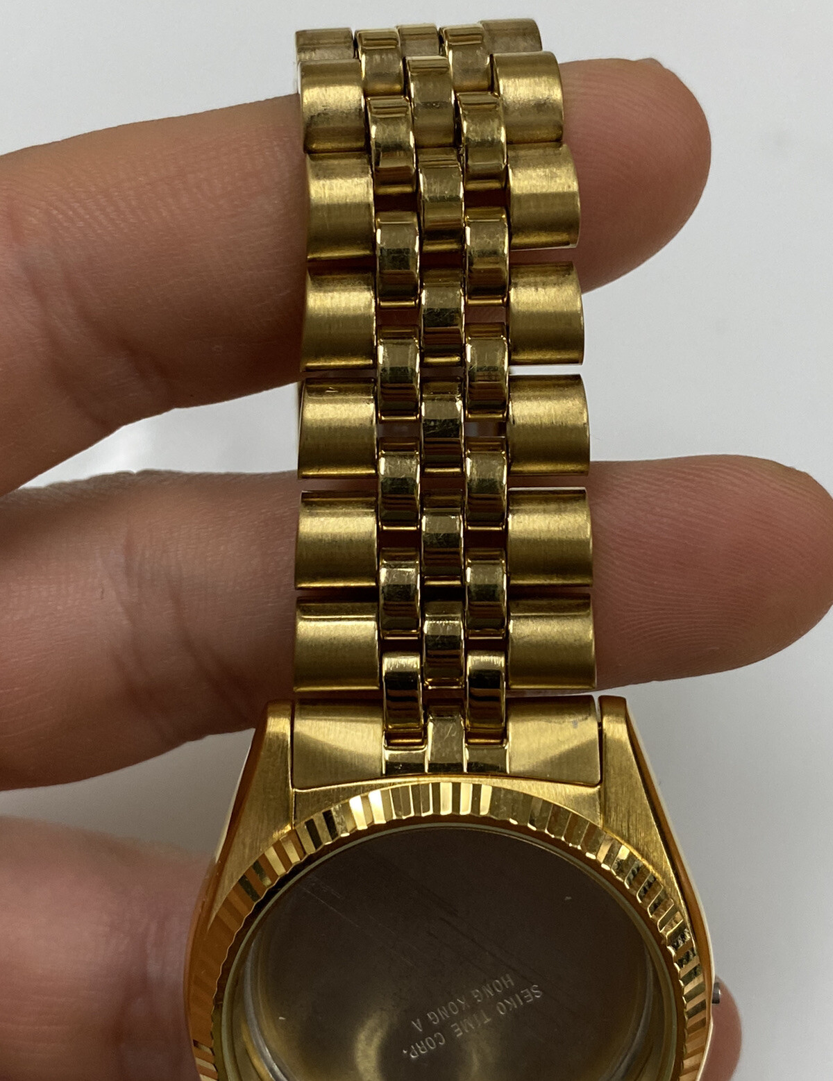 Original Seiko 7N43-8111/8119 Gold Tone Quartz Watch Case w/ Bracelet