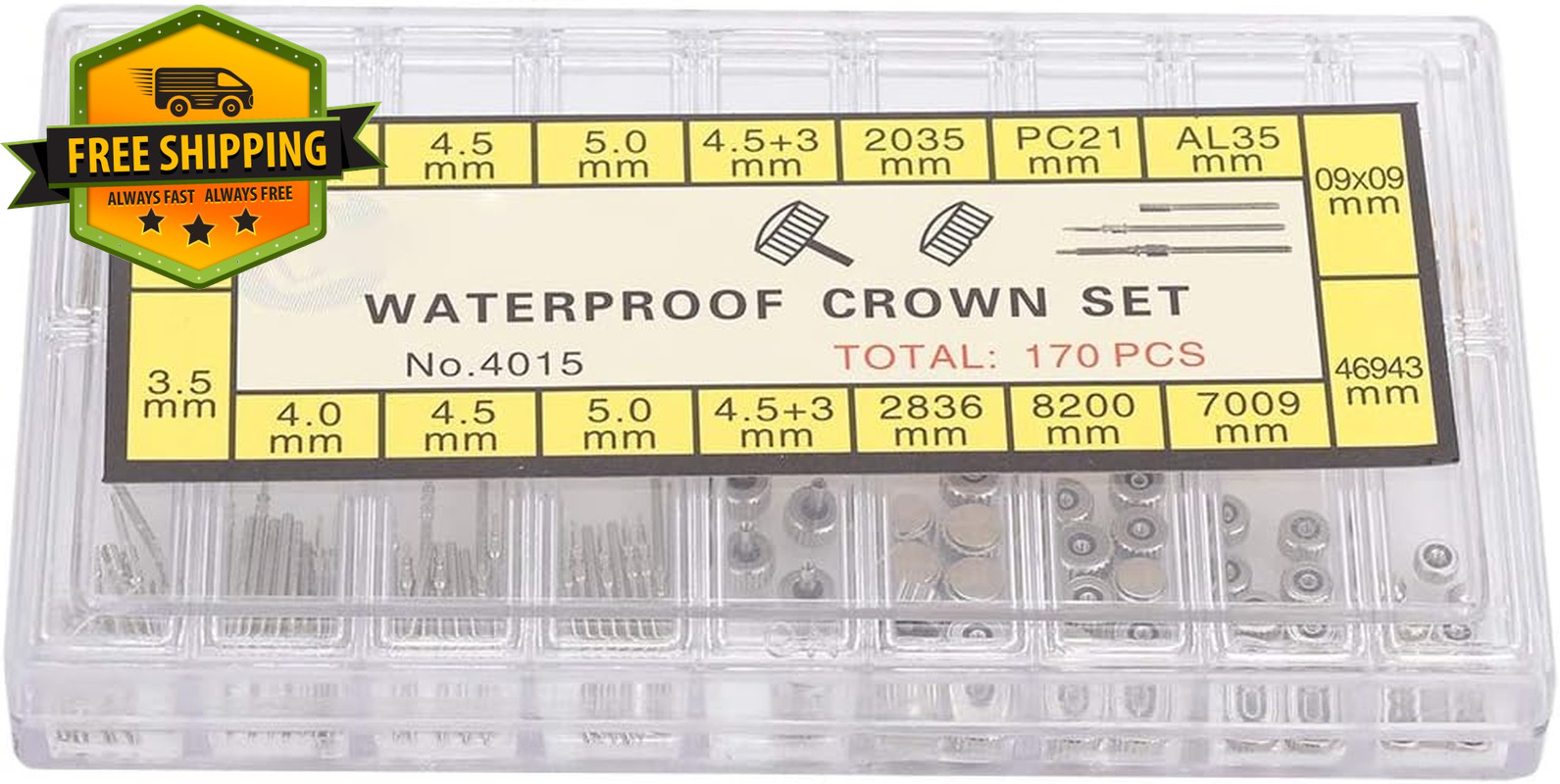 Watch Crown Stem Kit Spring Bar Assorted Repair Parts Set with Box