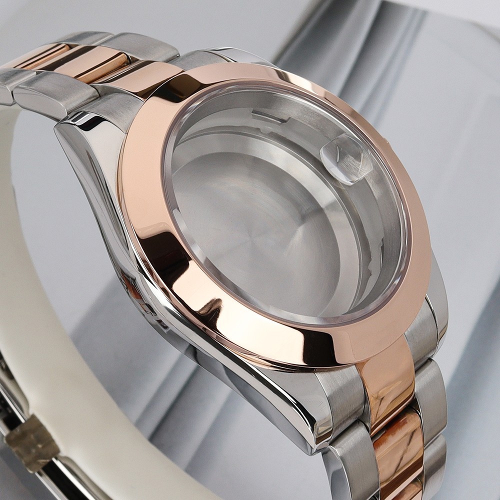 36mm/39mm Oyster Watch Case Silver Rose Gold Bevel Edge For SII NH35 Miyota 8215