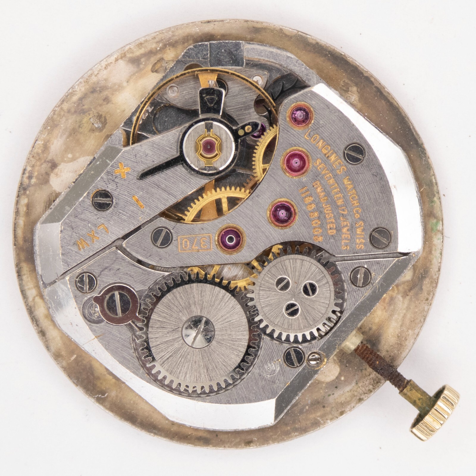 Vintage Longines Caliber 370 17-Jewel Wristwatch Movement, Ticks a Bit