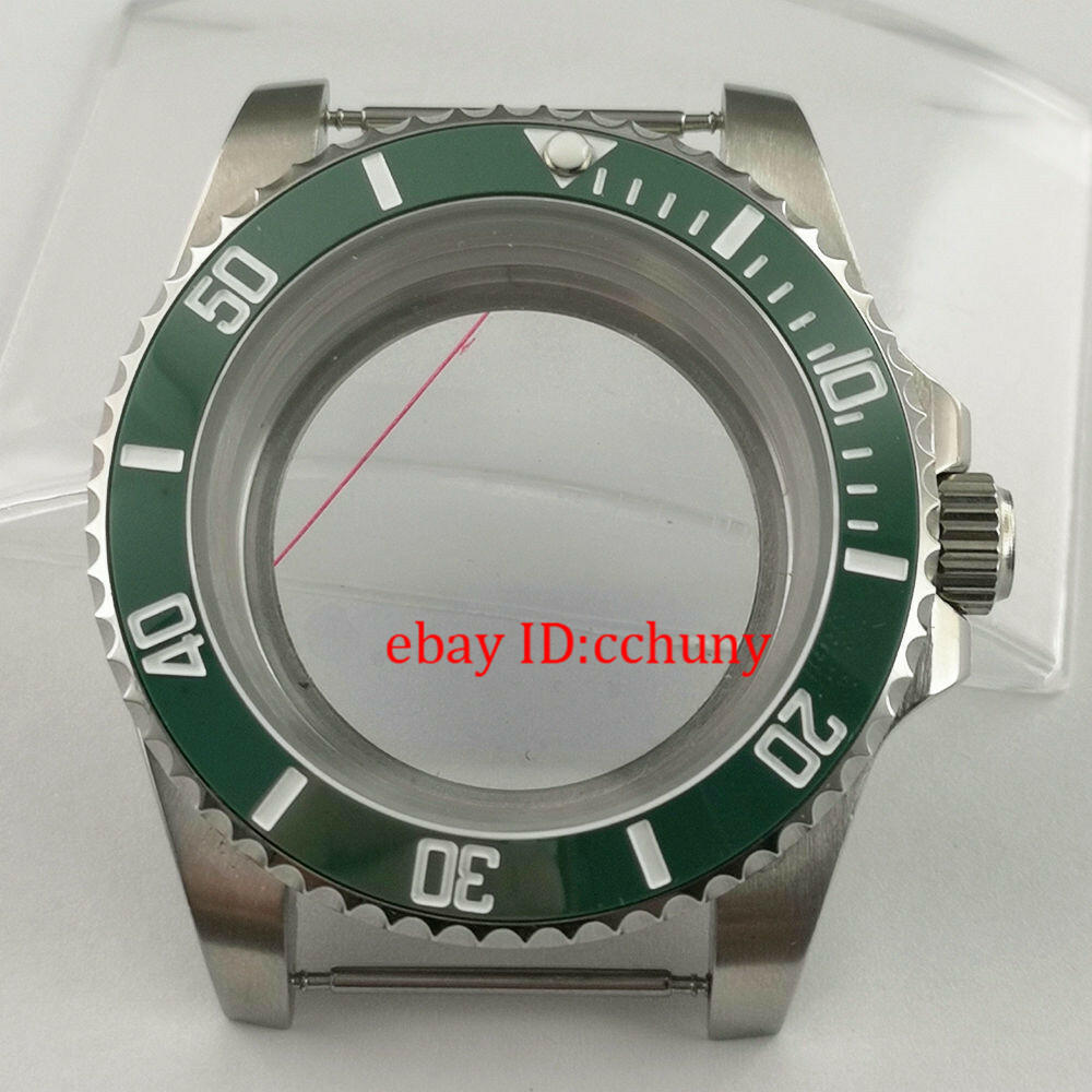 40mm Sapphire glass Watch Case Green Ceramic Bezel Fit NH35 NH36 Movement