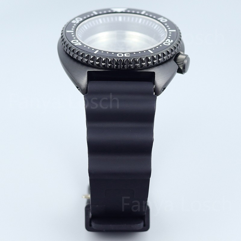 45mm PVD Balck Steel Watch Case Strap Modify Skx009 Mod For Seiko NH34 35 36 38