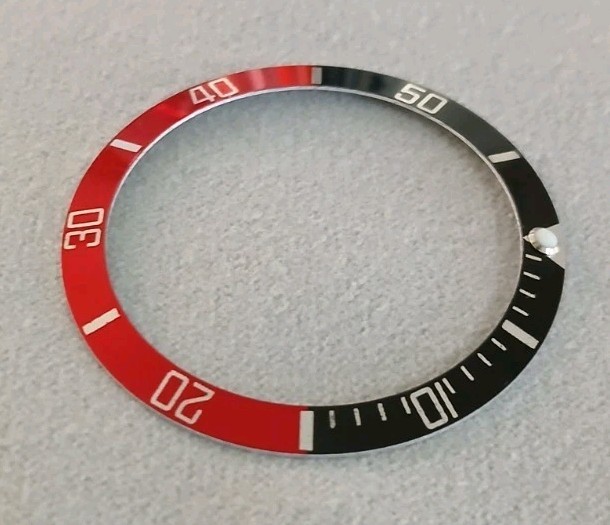 Black Red Bezel insert 37.5mm Rolex Submariner 16610 16800 Seiko Aluminium Coke