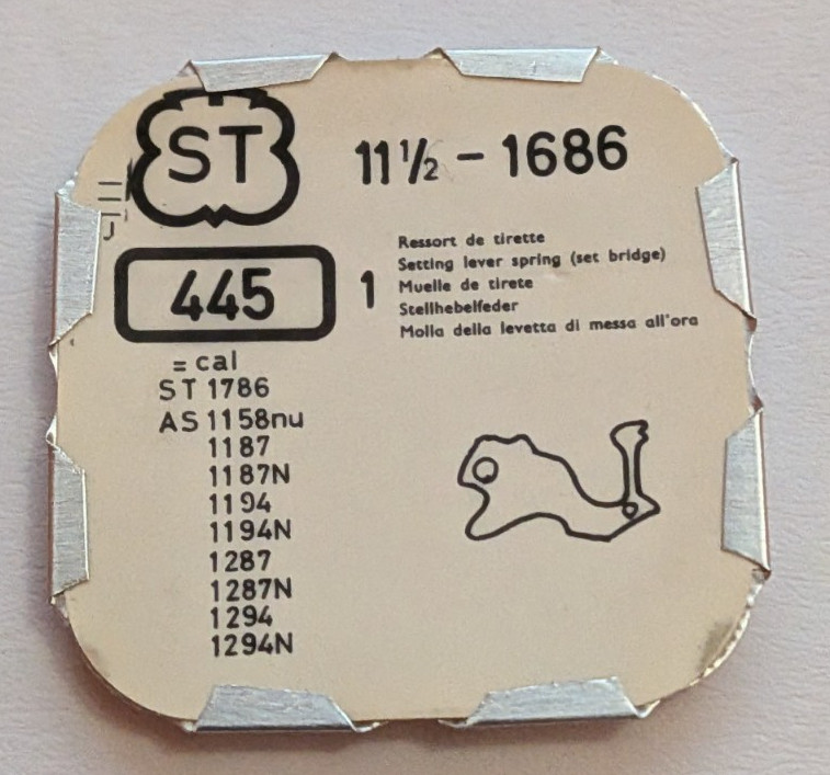 NOS Genuine AS Cal. 1686 Set Lever Spring – WATCH PART 445