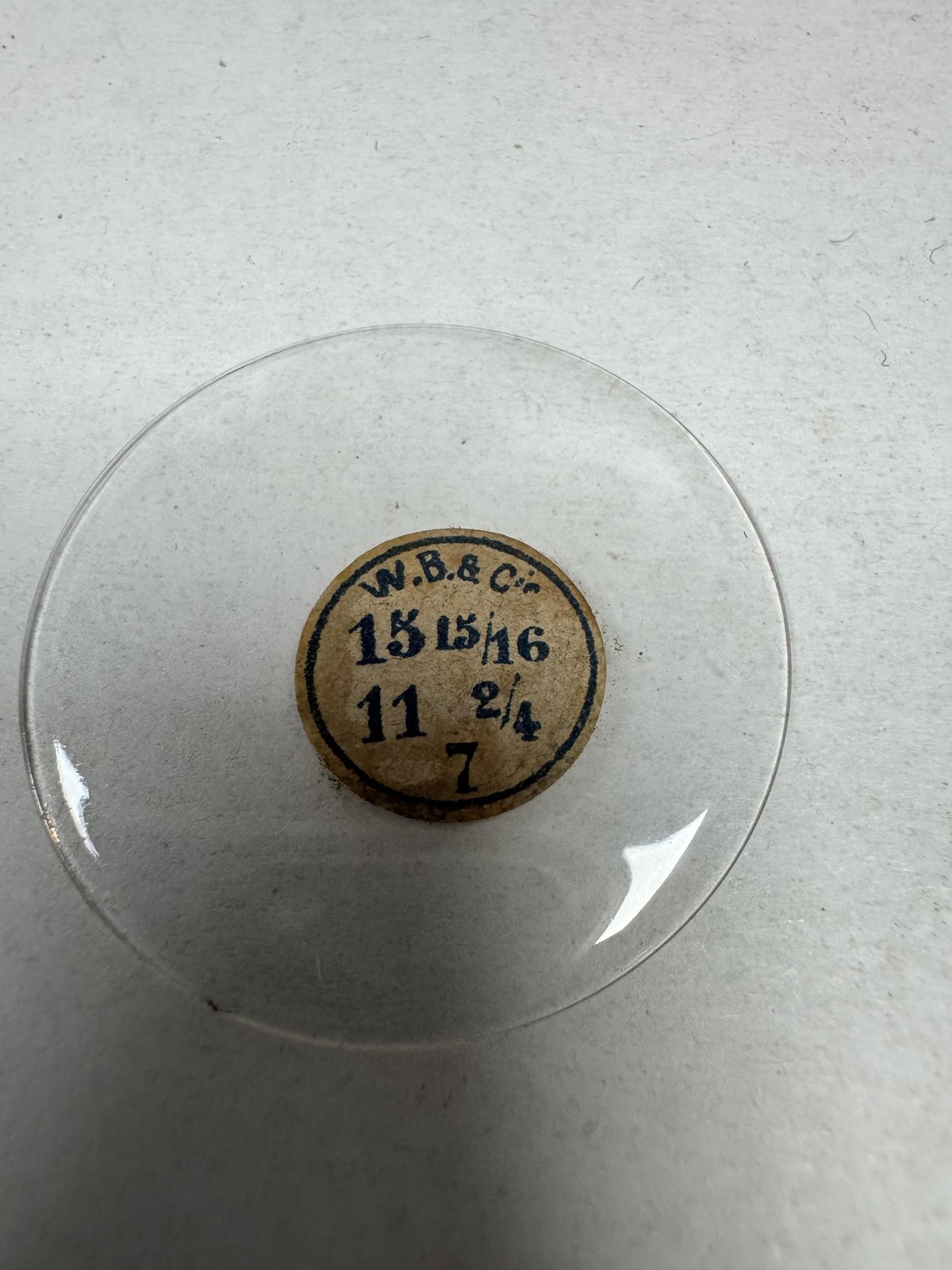Vintage W.B.&C Pocket Watch Glass Crystal Domed 36.18mm 15 13/16 11 2/4 7 Clear