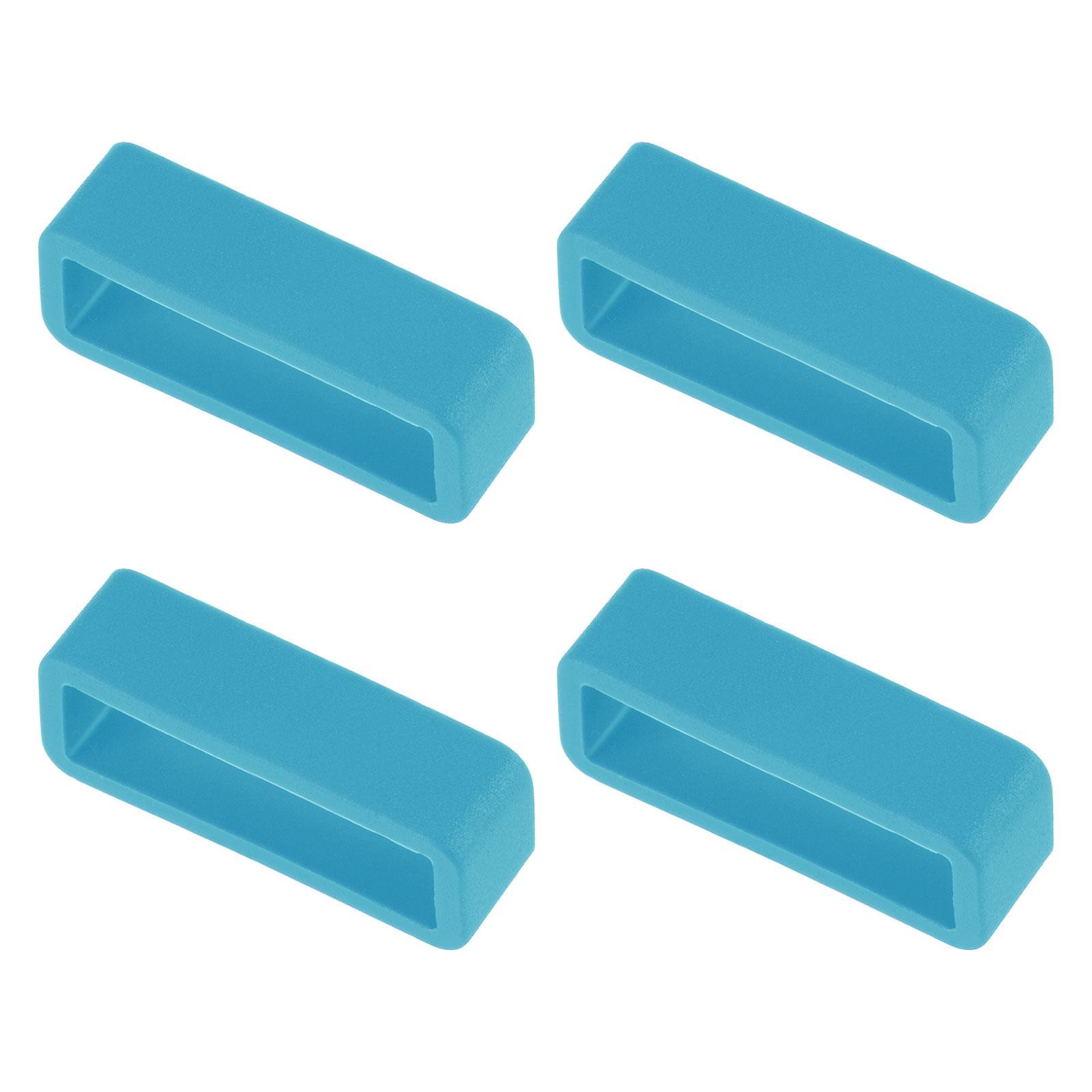Watch Band Strap Loops Silicone for 22mm Width Watch Band, Turquoise Blue 4 Pcs