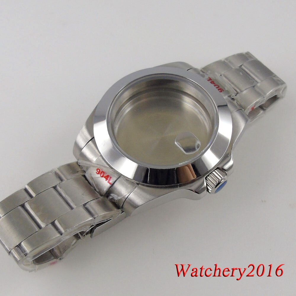 Stainless Steel Silver 39mm Sapphire Glass Watch Case Fit NH35 NH36 NH34 2824