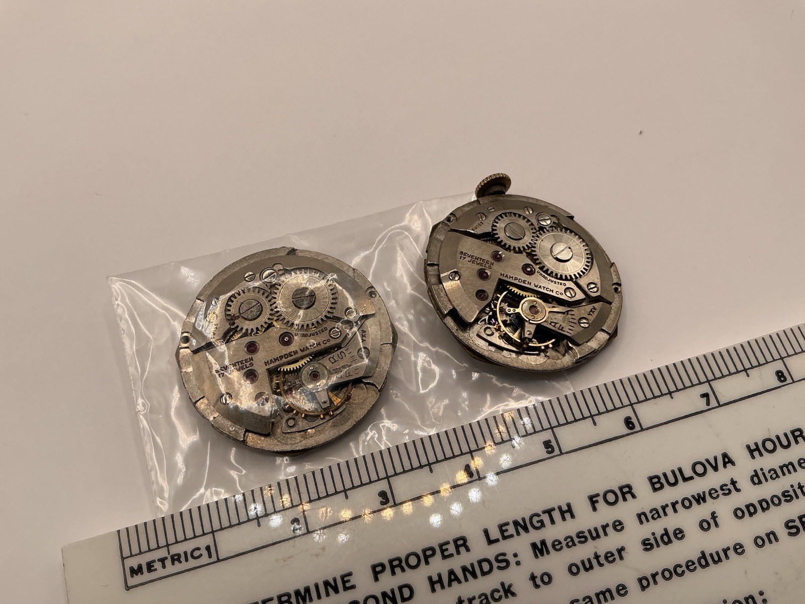 Vintage Hampden 17 J Wristwatch Movements For Parts Repairs Restore See Pics