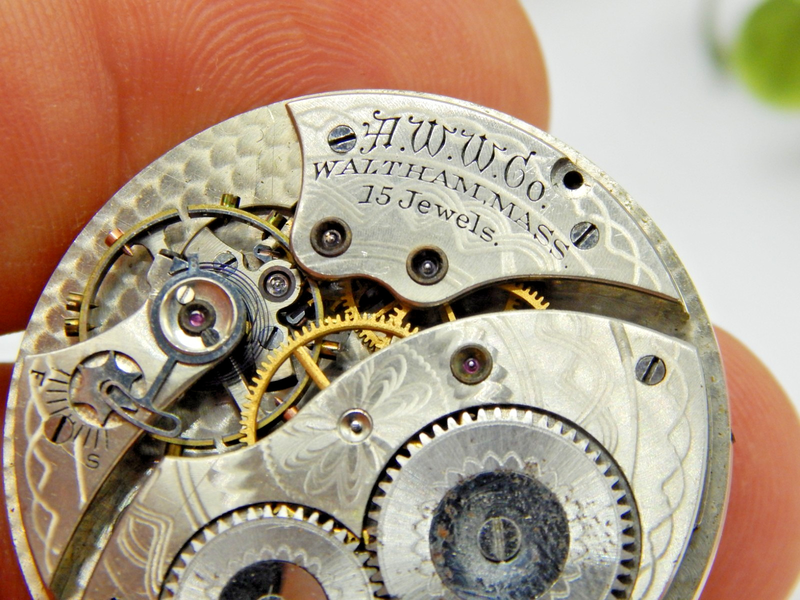 Antique Pocket watch movement Waltham Colonial Series 1420 14S 15 jewel OF ’19