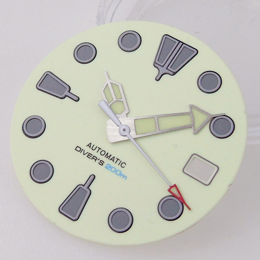 Full Green Luminous 29mm Watch Parts Fit Automatic NH35A NH36A Creamy Dial Hands