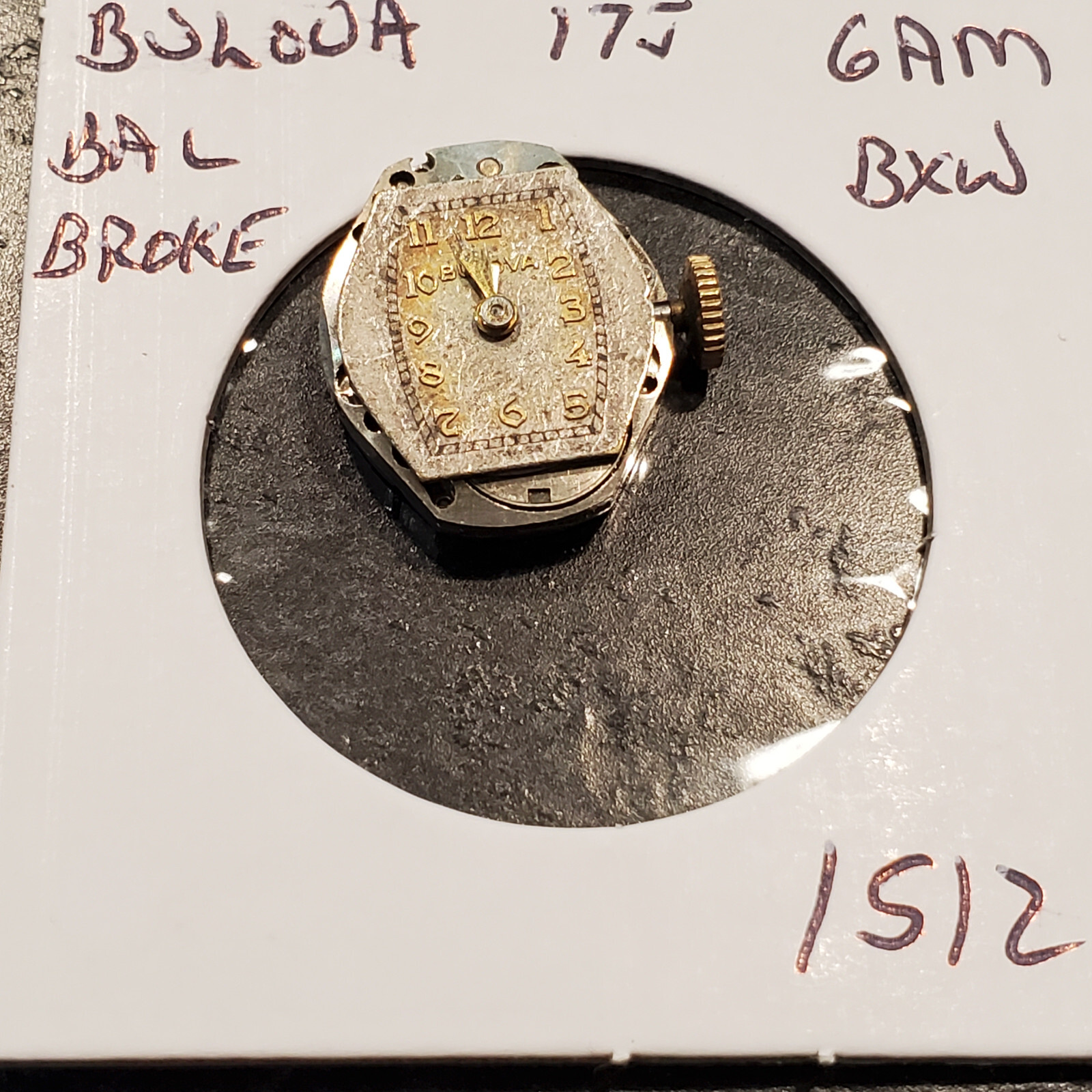 LADIES BULOVA 17J 6AM BXW WRIST WATCH MOVEMENT #1512