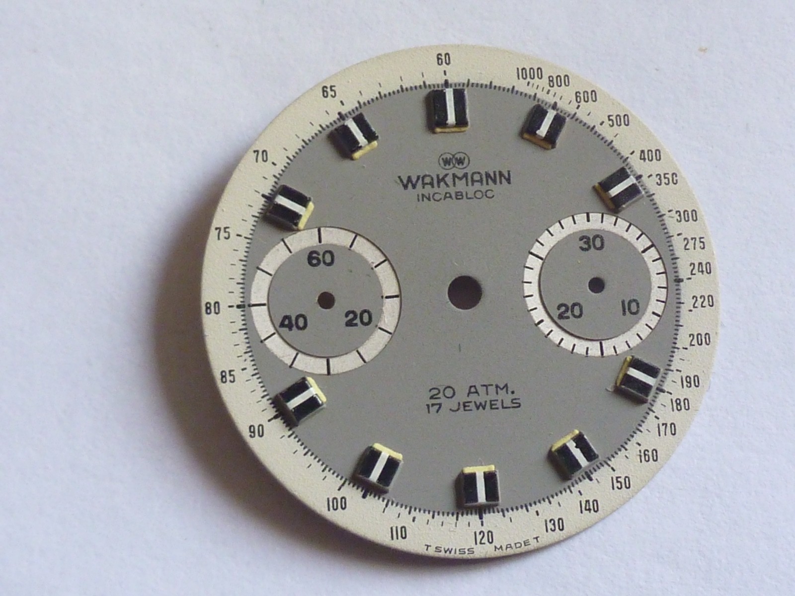 WAKMANN gray Chronograph cal.7733 Vintage dial 30,5mm perfect condition