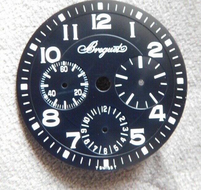 Vintage Breguet Aeronavale Type XX 3800 chrono Dial NOS Original 29,5mm black