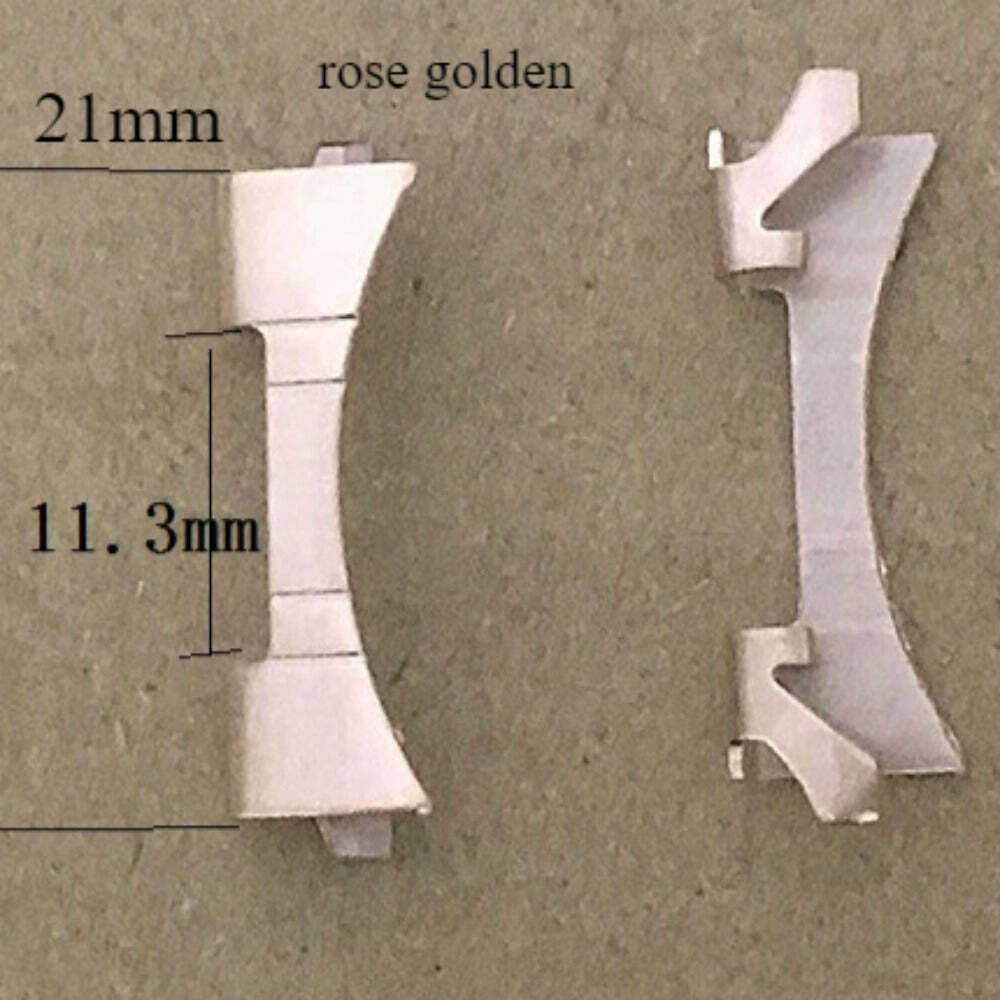 S/S Rose Golden 21×11.3mm Curved End Links Spring Bars Bracelet Watch Band Strap