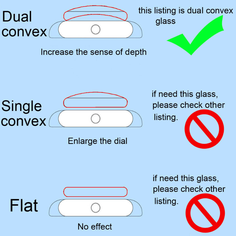 Round Replacement Watch Clear Glass Lens Dual Convex Surface 42mm Diameter 1Pcs