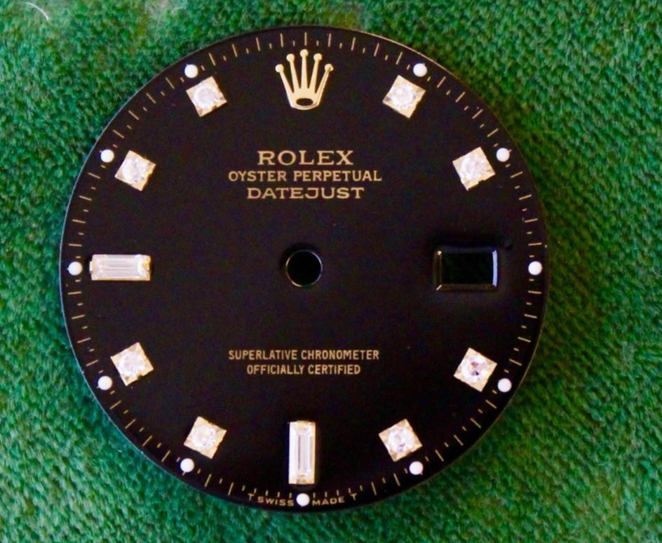Original Rolex DateJust 16233 Factory Black Baguette Diamond Dial Quickset