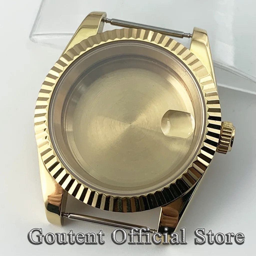 Men’S Gold Sapphire Glass Watch Case 36Mm 39Mm Fit PT5000 NH34 NH35 NH36 ETA 282