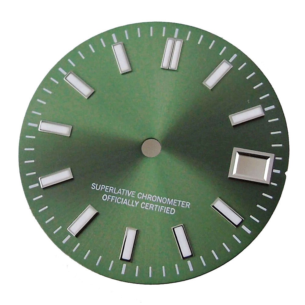 28.5mm Sunburst Pink Silver Watch Dial+Hands Green Lume Fit NH35A NH36A Movement