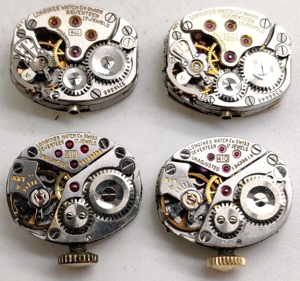 Lot Of 4 Longines Cal. 410 4LL movements Run For Repair