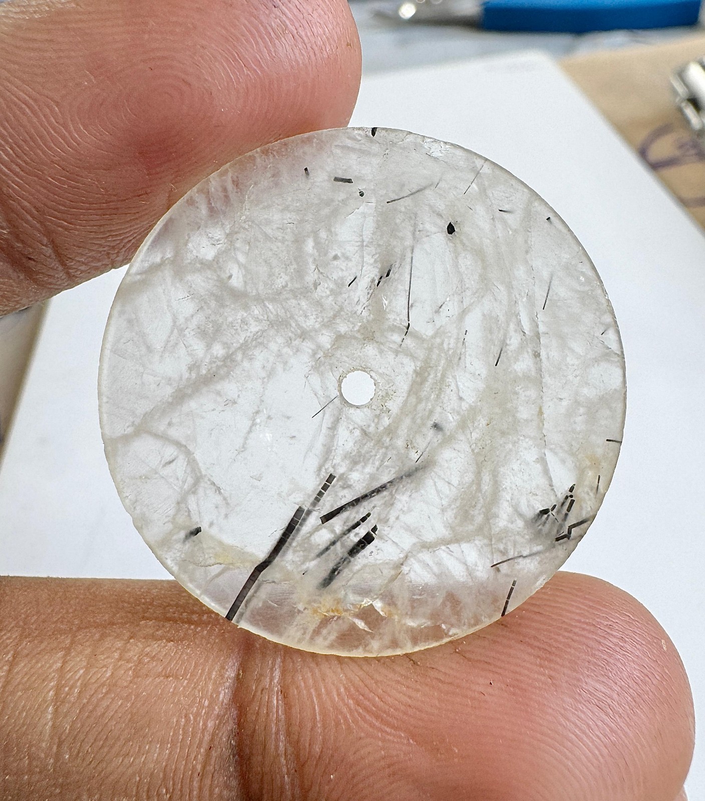 black Rutile Watch Dial: Polished Gemstone, 31.5 mm Round GMC-411