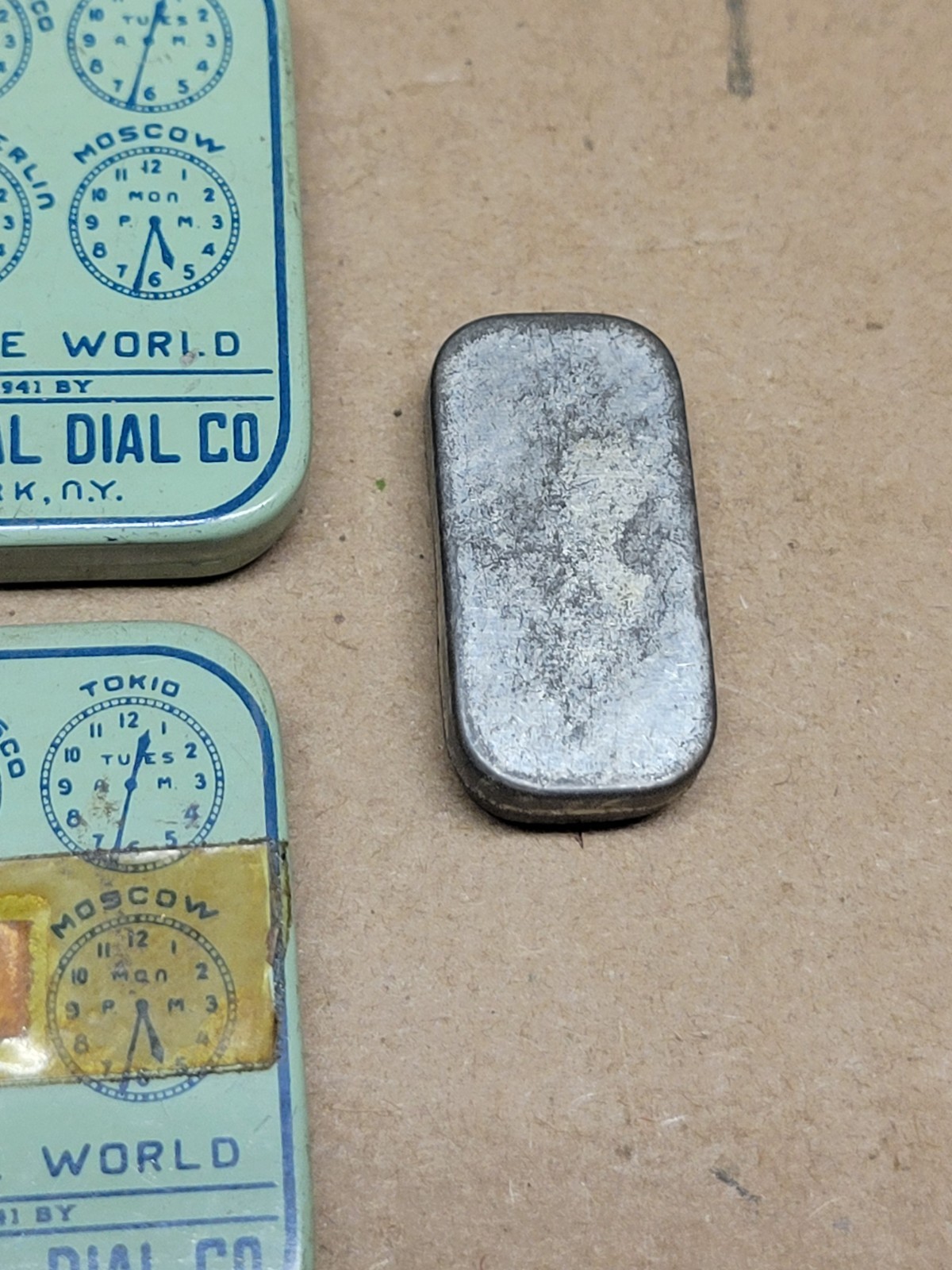 4 International Dial Co Watchmaker Small Parts Storage Tins Metal Tin + 2 Extra