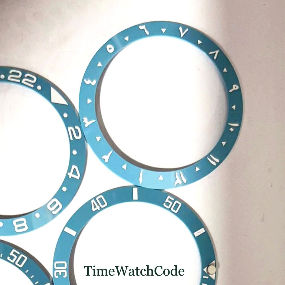 Sky Blue Sloped Bezel Insert Ceramic Watch Ring 38mm*30.6mm Fit Bliger Tandorio