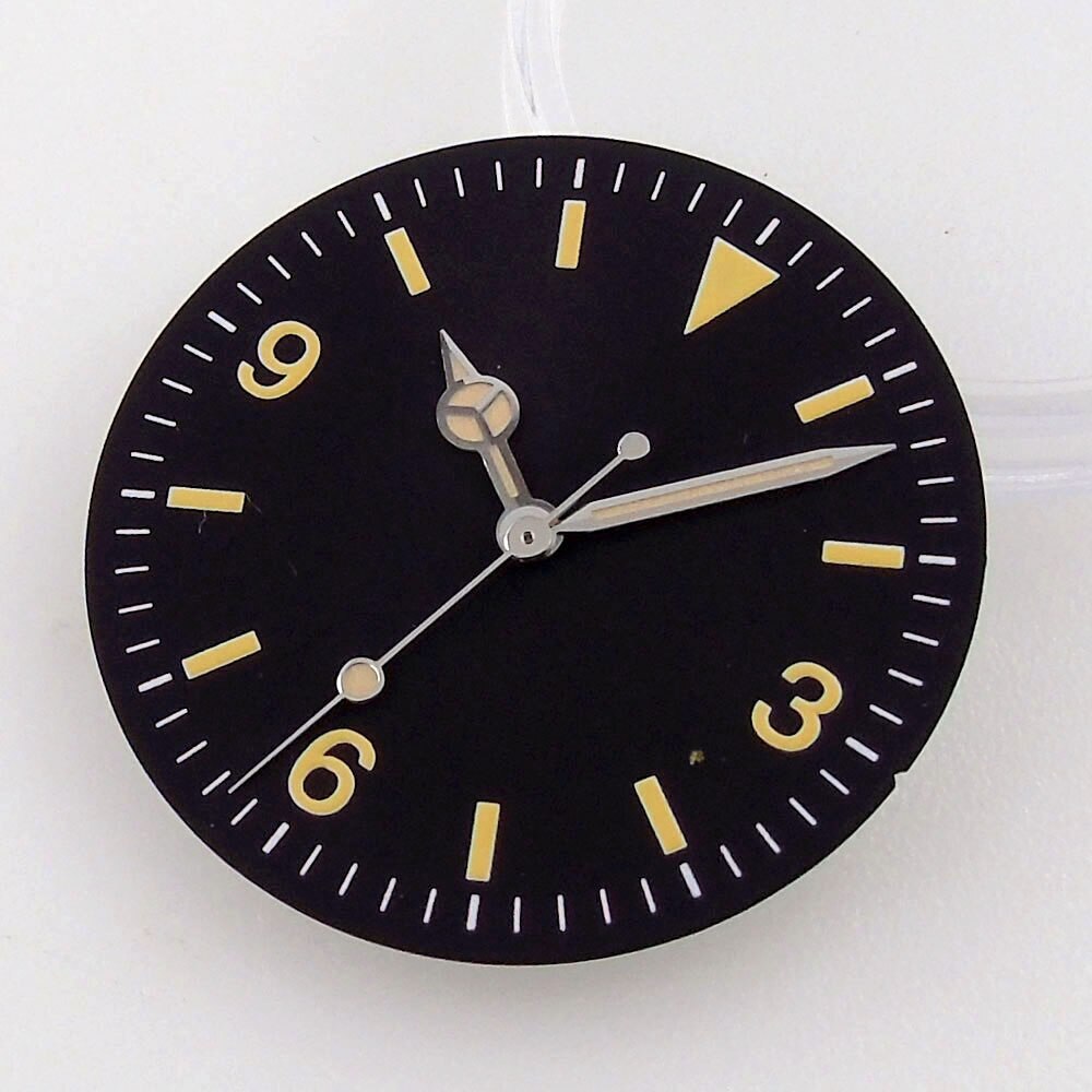 Nologo Black Vintage 29mm Yellow Marks Watch Dial fit NH35A NH36A ETA2824 PT5000