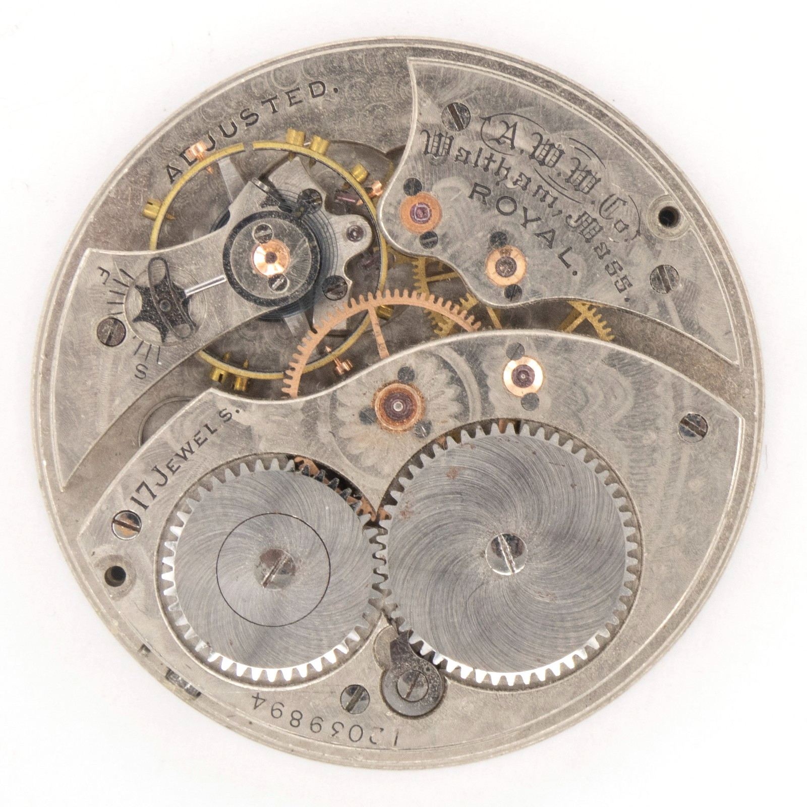 Waltham Grade Royal Model 1894 12-Size 17-Jewel Antique Pocket Watch Movement