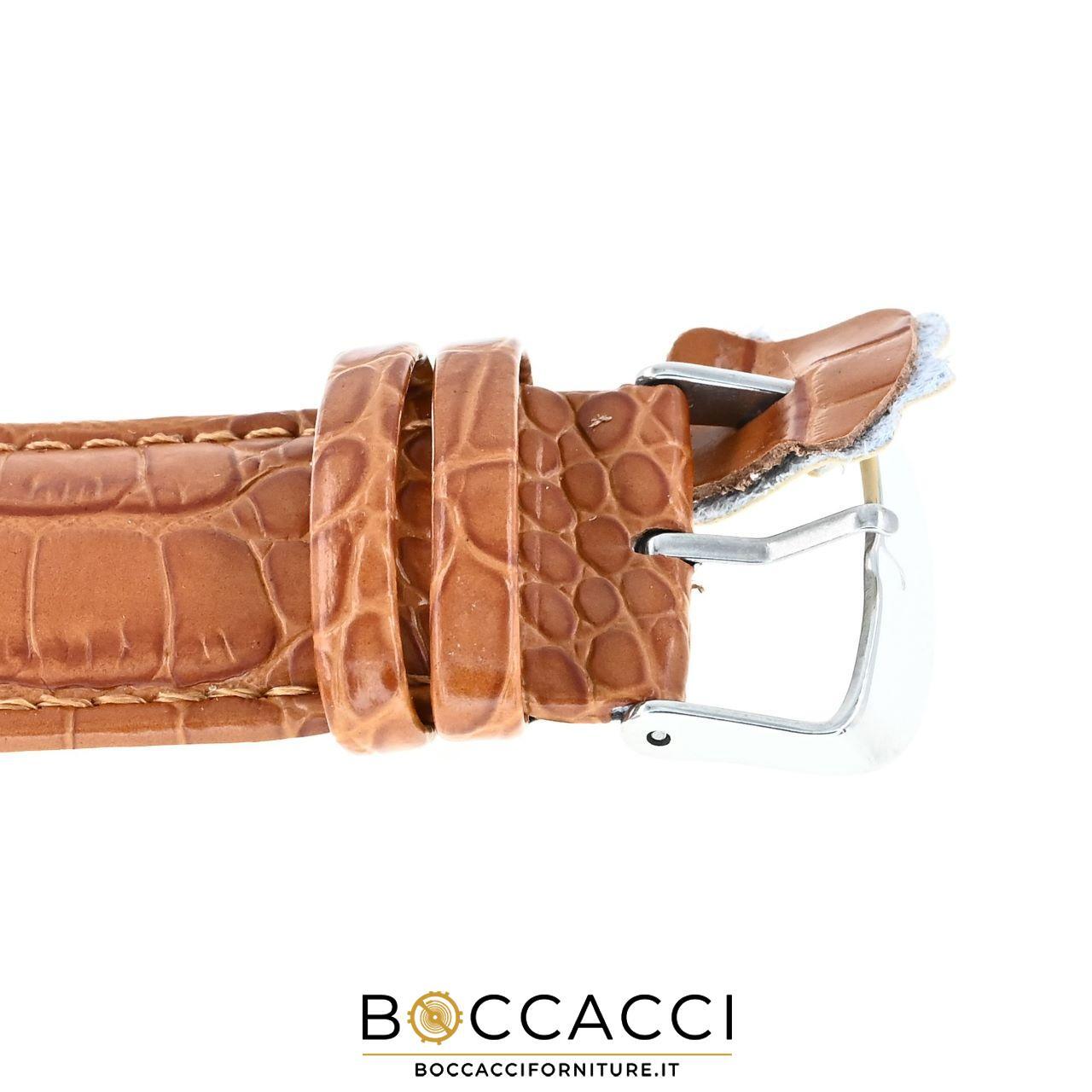 DILOY 16mm Light Brown Crocodile Print Padded Leather Strap (NU…