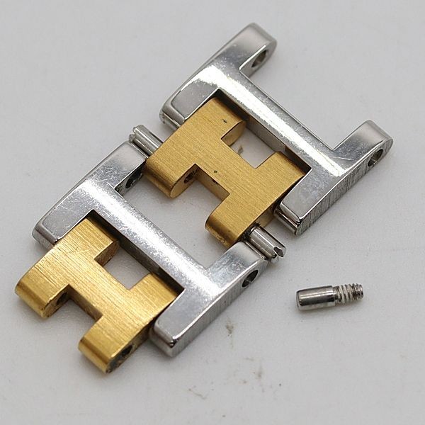 HERMES Clipper Side Polish 12mm Genuine Link Watch Band Bracelet 2 set