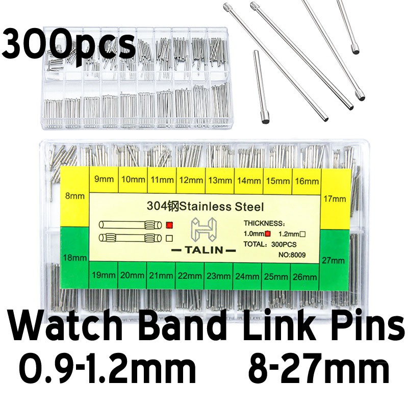 300PCS Steel Watch Strap Band Tube 8-27mm Friction Bar Link Pins 0.9 1 1.1 1.2mm