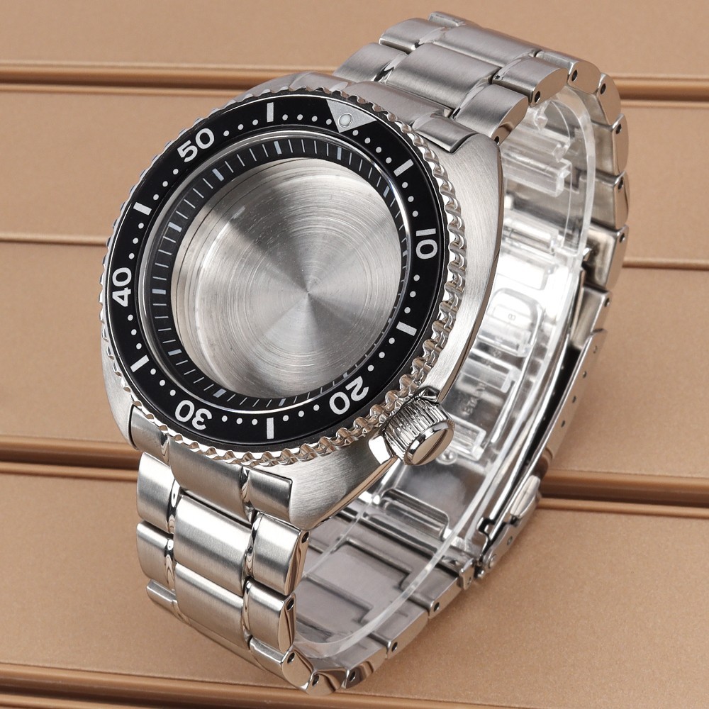 45mm Sapphire Steel Watch Case Bracelet Modify Turtle Mod For Seiko NH34 35 NH36