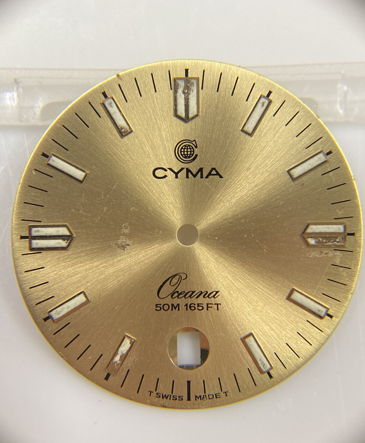 Original Cyma Mens Oceana Champagne Gold Luminous 27.5mm Watch Dial