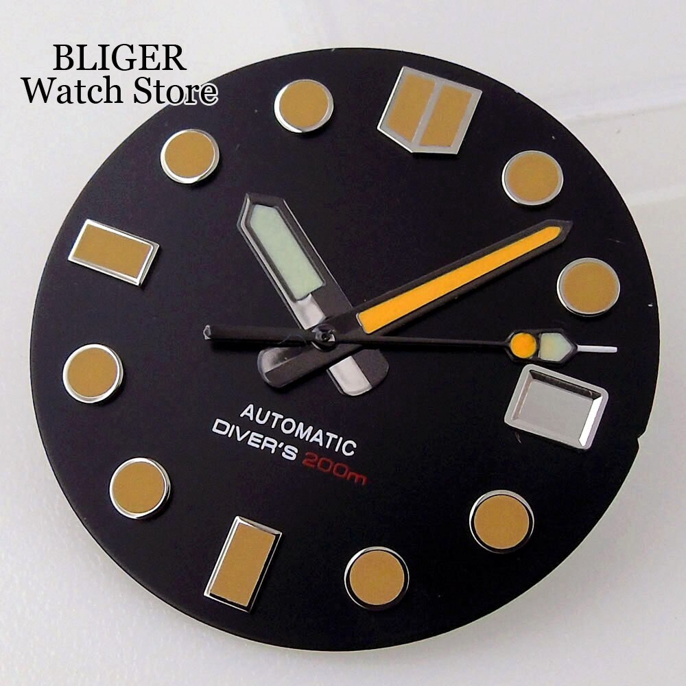 29mm Fit NH35 NH35A Watch Dial Black White Men Watch Lume Parts Accessories Set