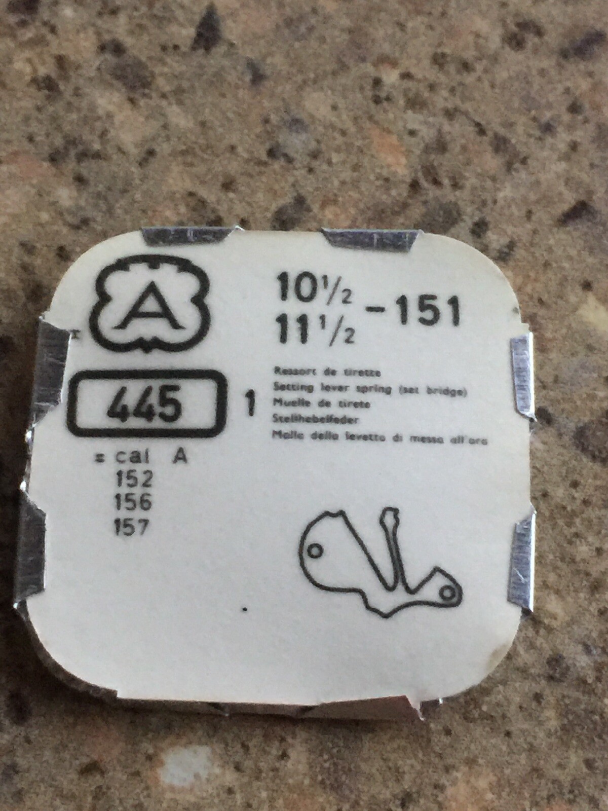 Arogno Caliber 151 Setting Lever Spring Part 445 New In Pack Post Free