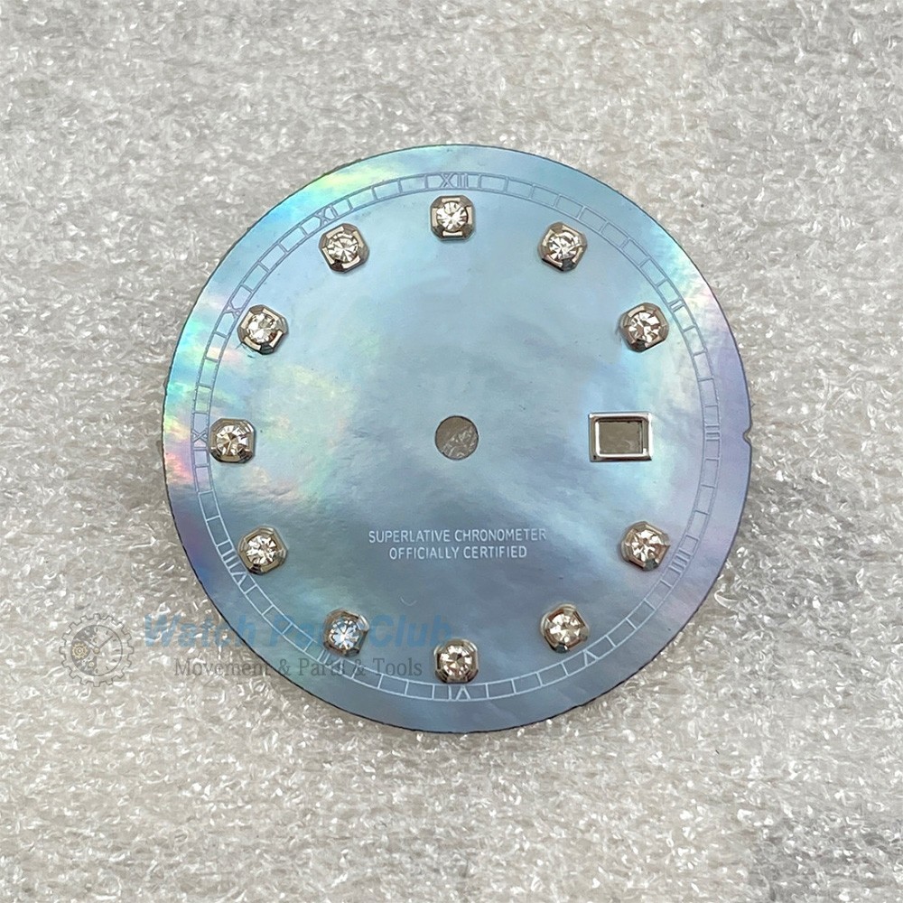 24.5mm Mother Of Pearl Watch Dial Simulated Diamond Markers For NH05 Movement