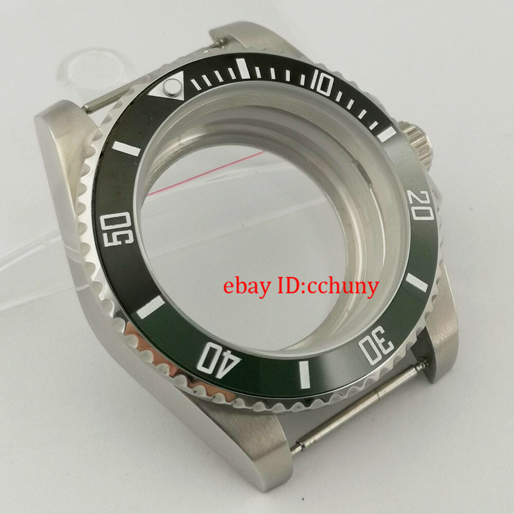 40mm sapphire Watch Case Black Green Ceramic Bezel Fit NH35 NH36 NH35A Movement