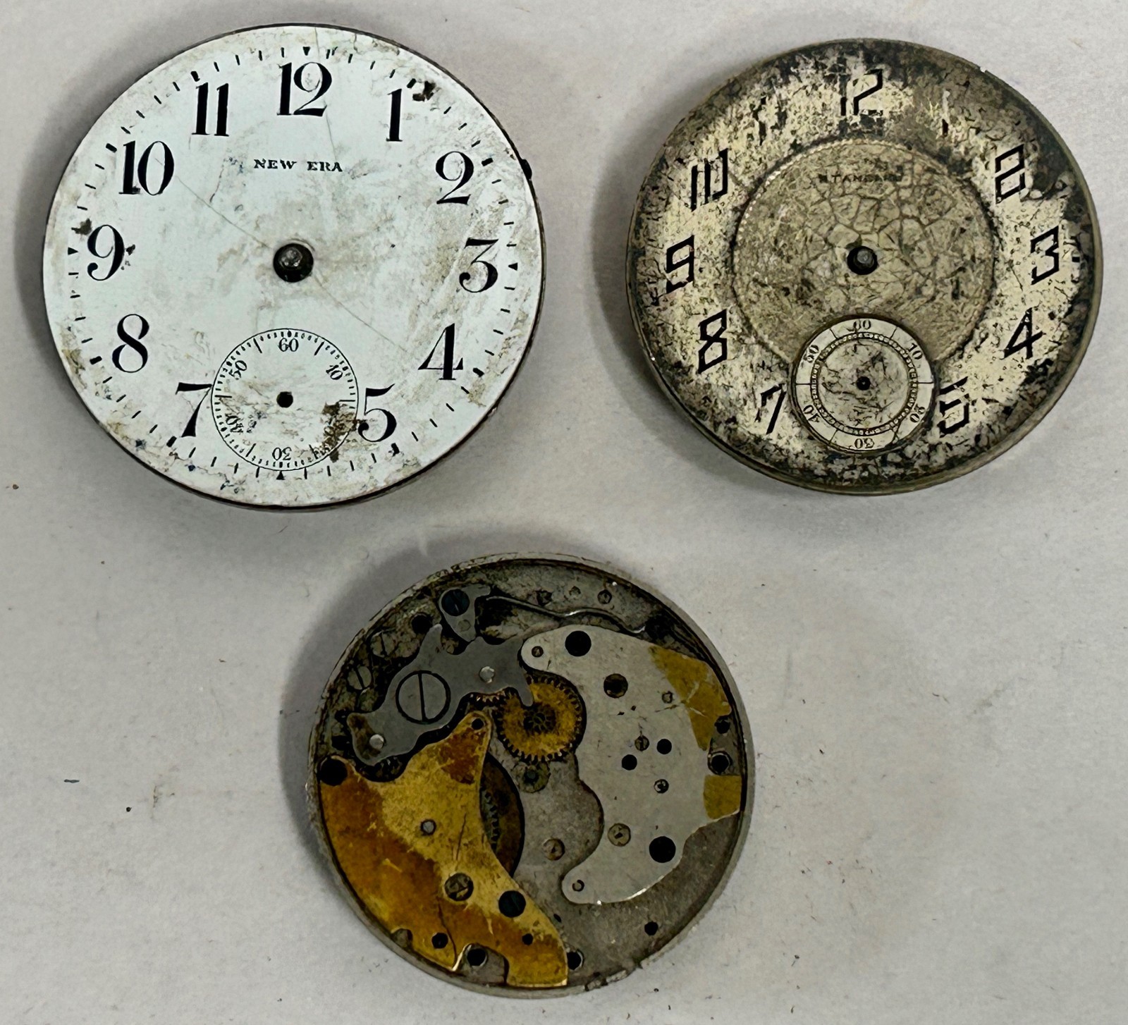 Lot of Vintage New York Standard Co. Pocket Watch Movements for Parts Only (S5)