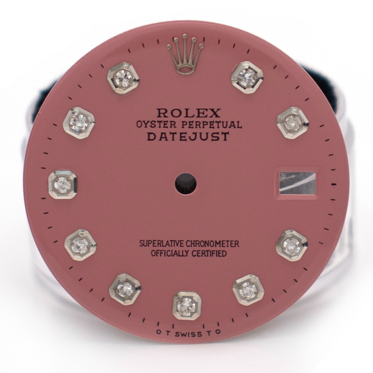 Custom Pink Salmon Diamond Dial Fits Rolex Datejust Silver Markers