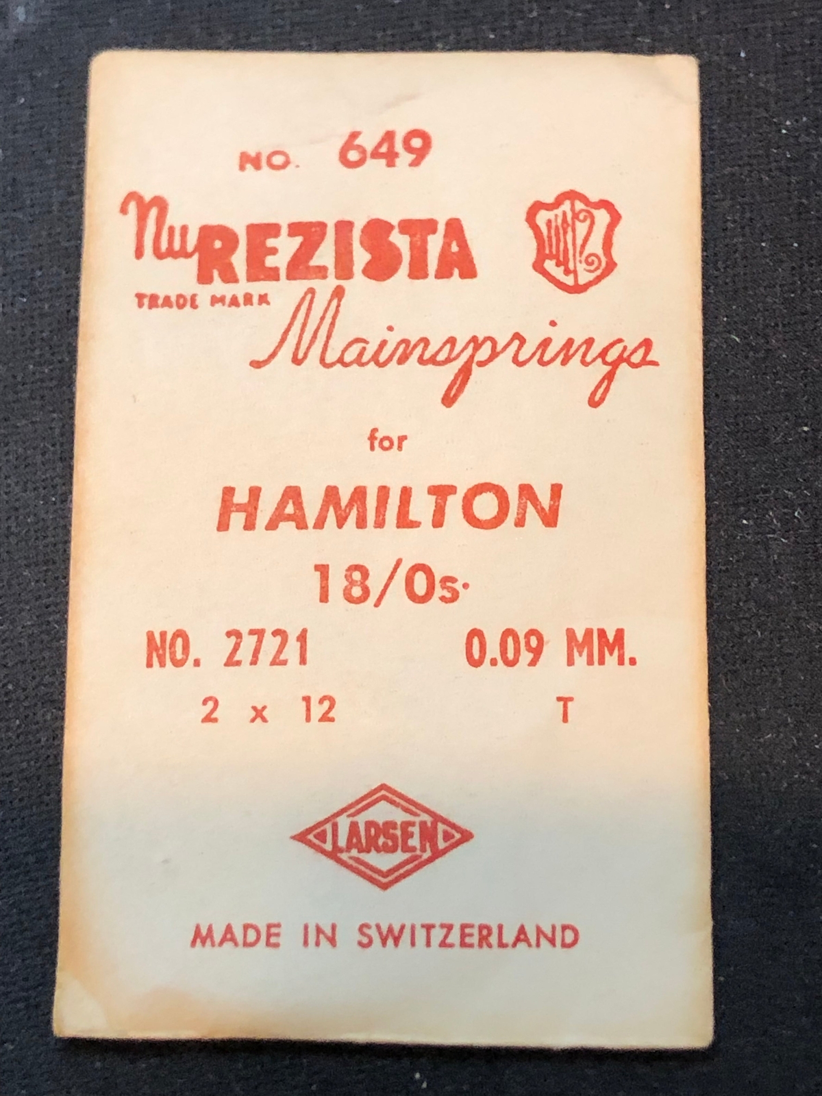 NuREZISTA Mainspring #649 for 18/0s Hamilton No. 2721 – Steel